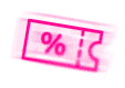 Ícone rosa de um cupom de desconto
